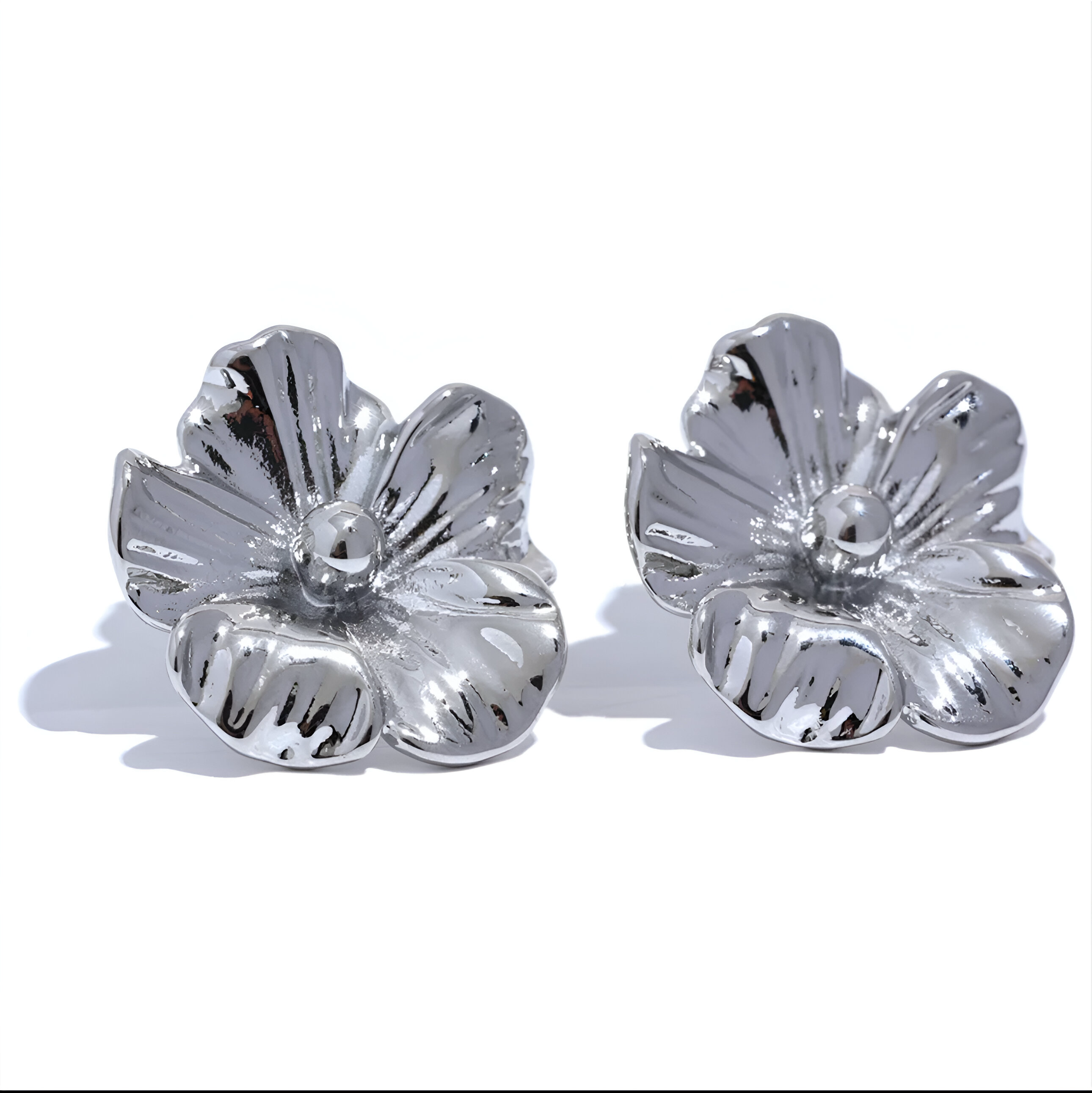 LOKILOKI Orecchini A Clip In Argento 925 Con Fiore Di Ciliegio Bianco - Orecchini A Polsino Rotondo Senza Piercing, Eleganti, Per Donna