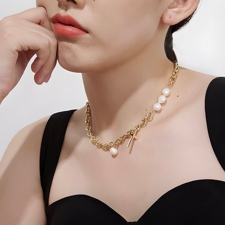 Collana Croce Perla
