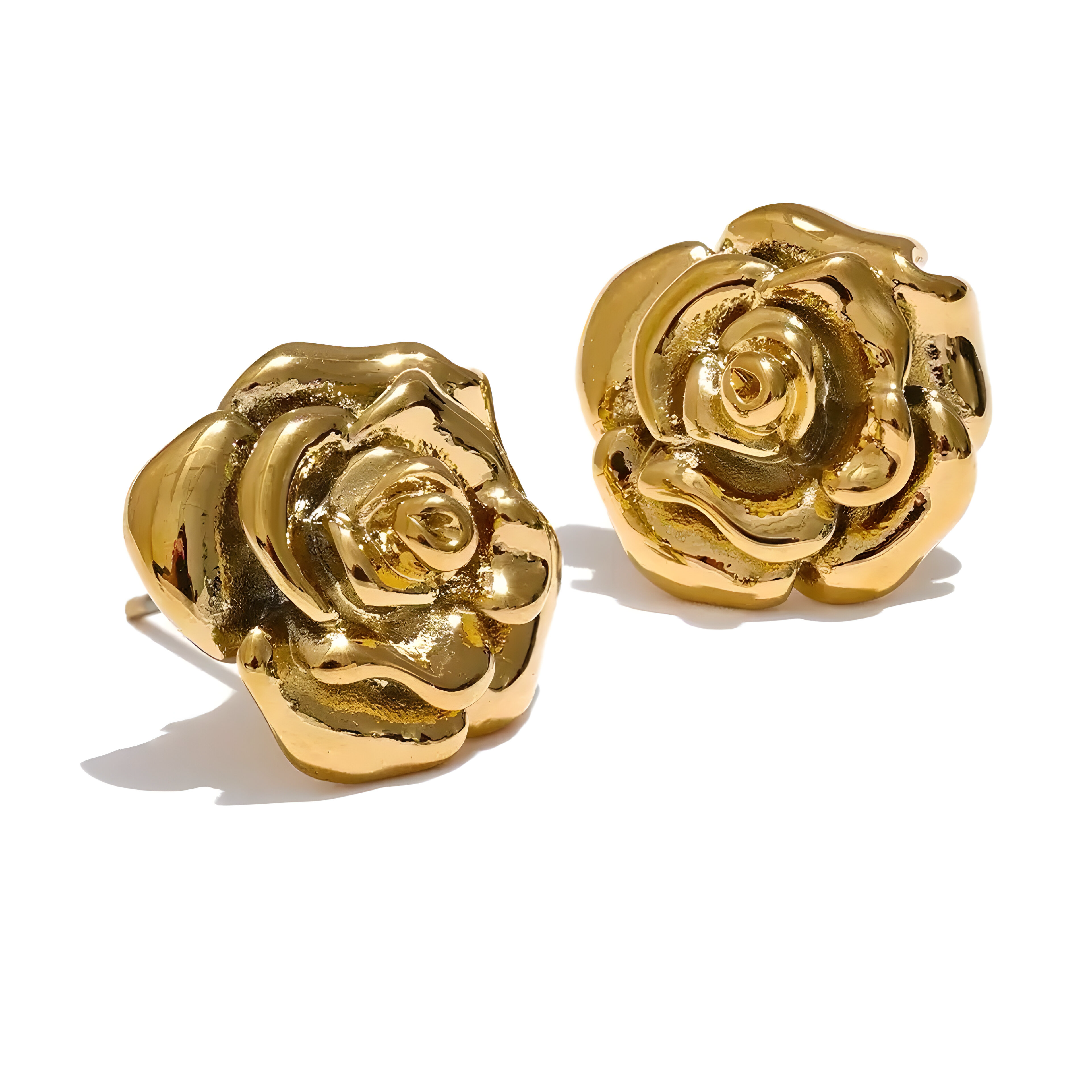 Orecchini perno a fiore da 15 mm con cerchio aperto - dorato oro fino Orecchini perno a fiore da 15 mm con cerchio aperto - dorato oro fino