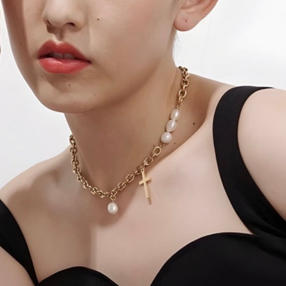 Collana Croce Perla