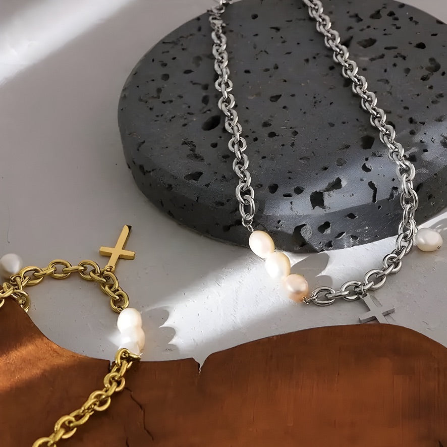 Collana Croce Perla
