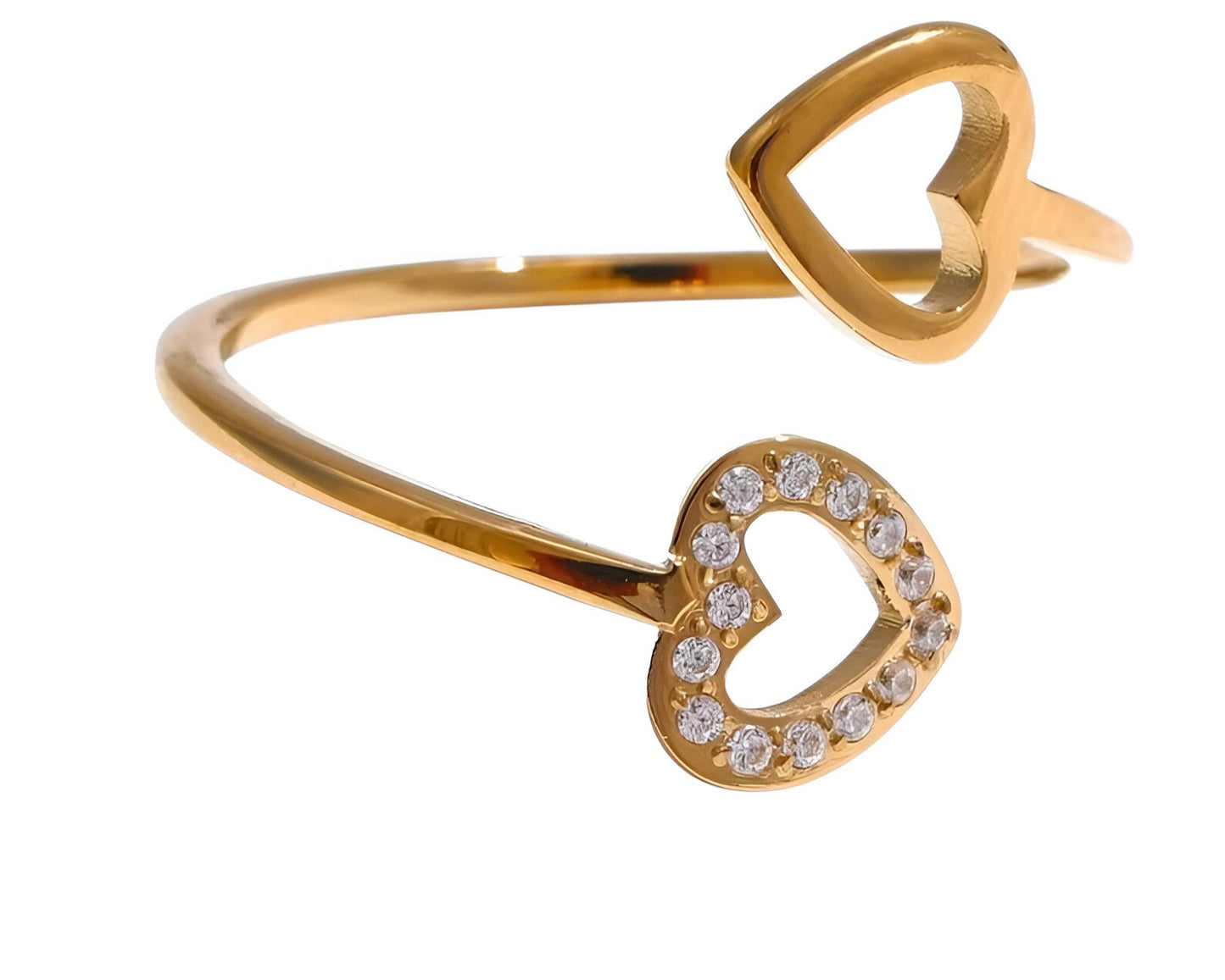 Anello Double Heart Shine