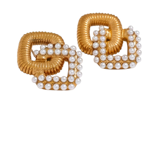 Orecchini Double Square Pearl